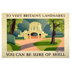 Original-Vintage-Reise-Werbeplakat Shell, britische Wahrzeichen, Londoner Tempel