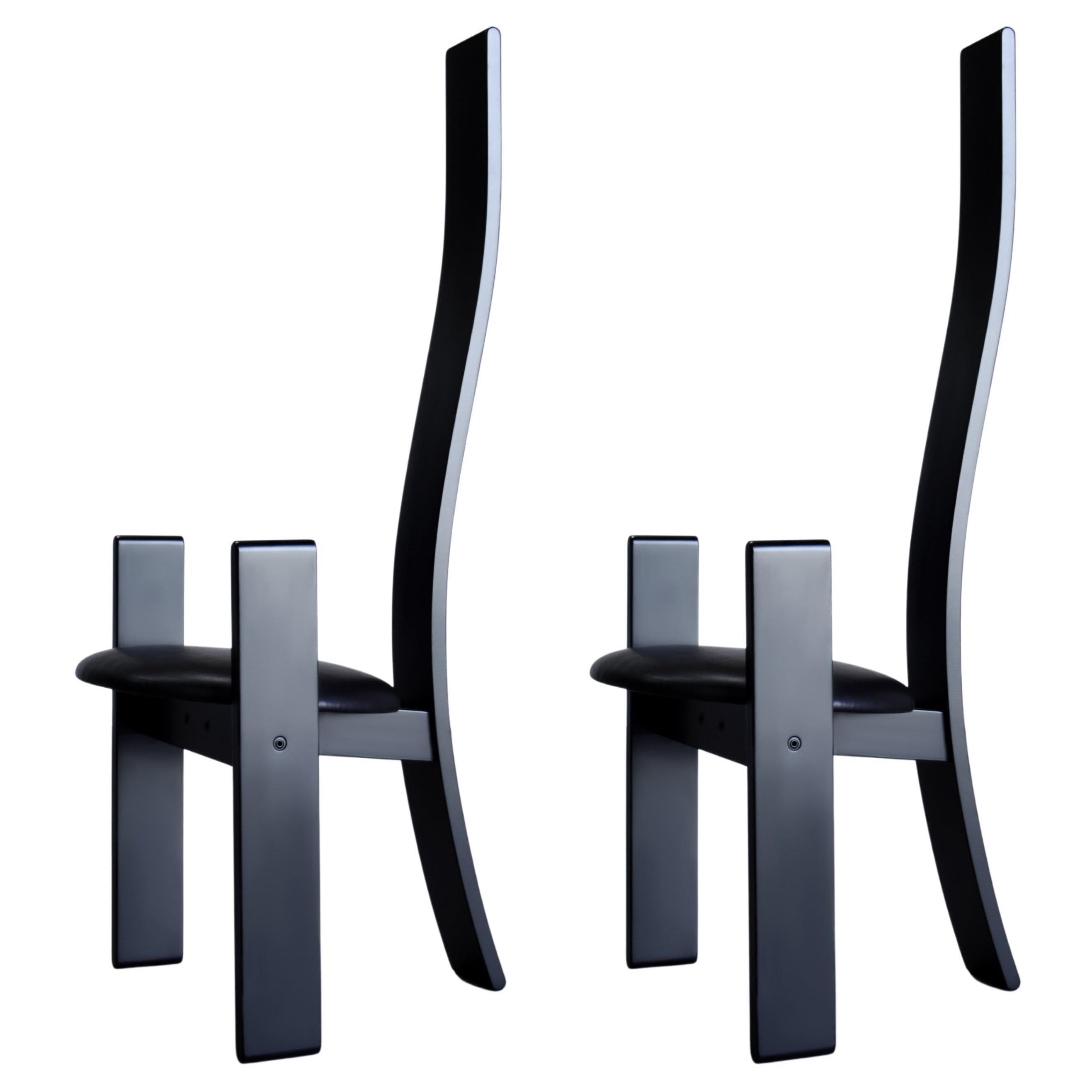 Pair of High Back Golem Chairs by Vico Magistretti for Poggi, Italy 1969
