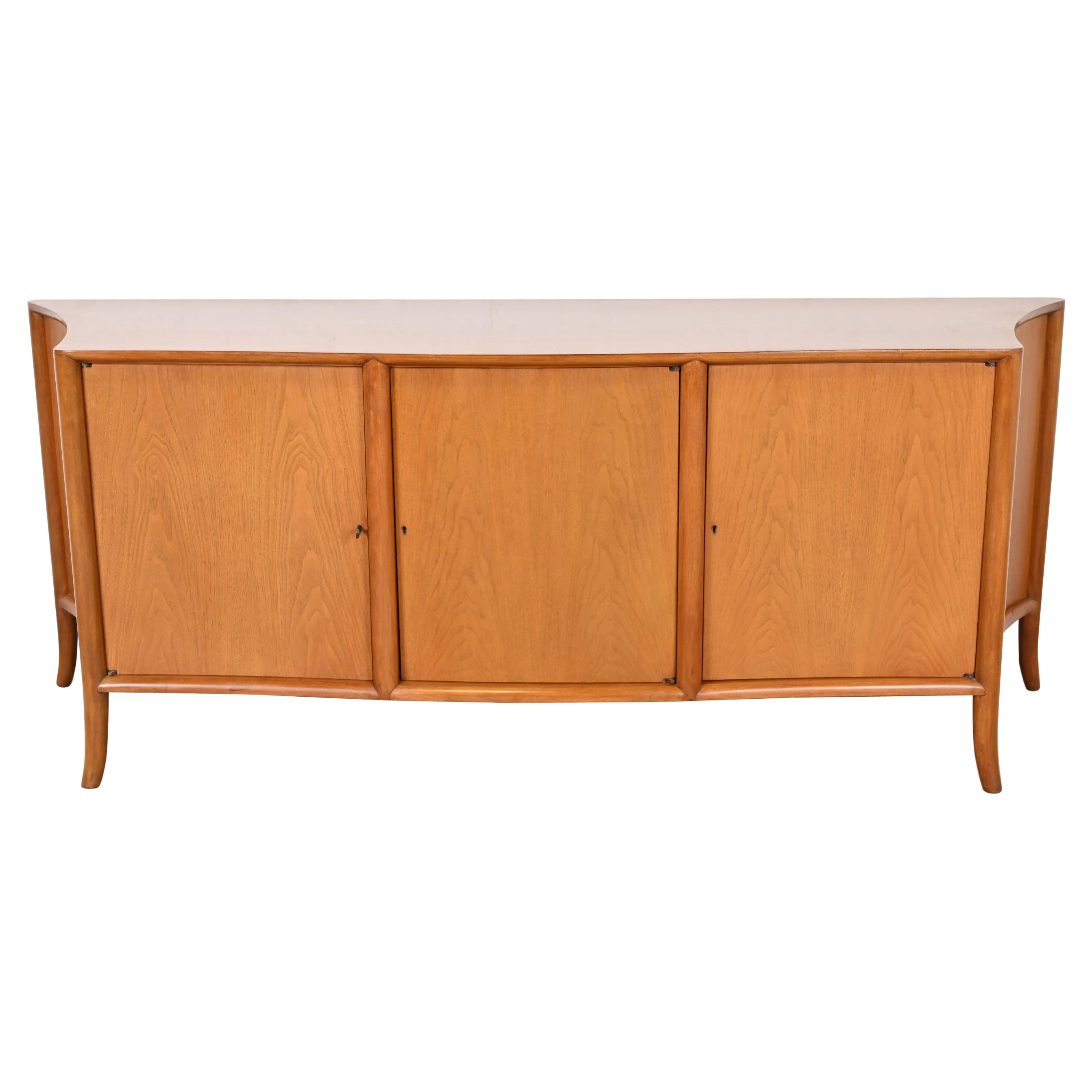 T.H. Robsjohn-Gibbings for Widdicomb Walnut Saber Leg Sideboard or Bar Cabinet