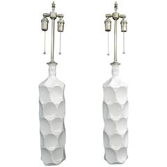 Pair of Ceramic Textured Vessels with Lamp Application 1