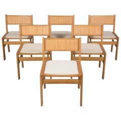 Vintage Set of Six Kurt Ostervig Style Danish Teak Dining Chairs with Cane Backrests