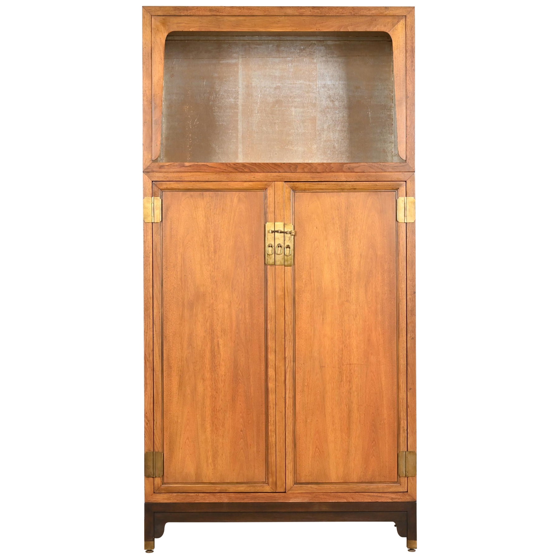 Michael Taylor for Baker Furniture Far East Collection Walnut Bar Cabinet, 1960s For Sale