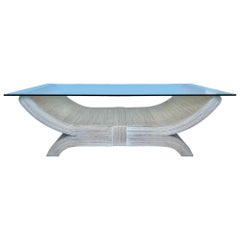 Mesa de centro vintage Emperor's Bench de caña de lápiz cerusa