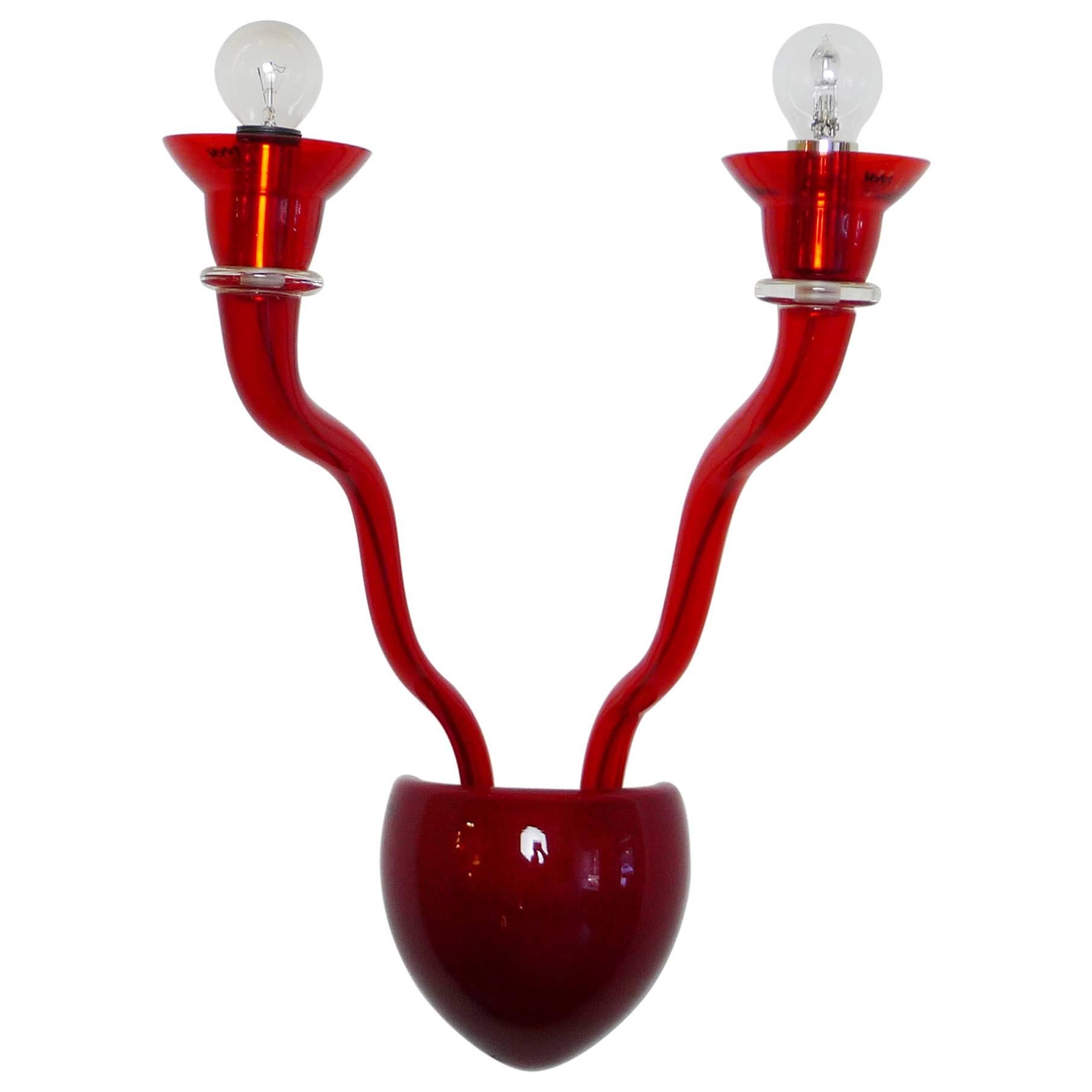 Red Memphis Sconce "Gaia Parete 2" by Örni Halloween for Artemide, Italy, 1992 For Sale