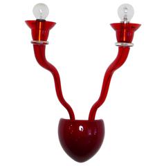 Vintage Red Memphis Sconce "Gaia Parete 2" by Örni Halloween for Artemide, Italy, 1992