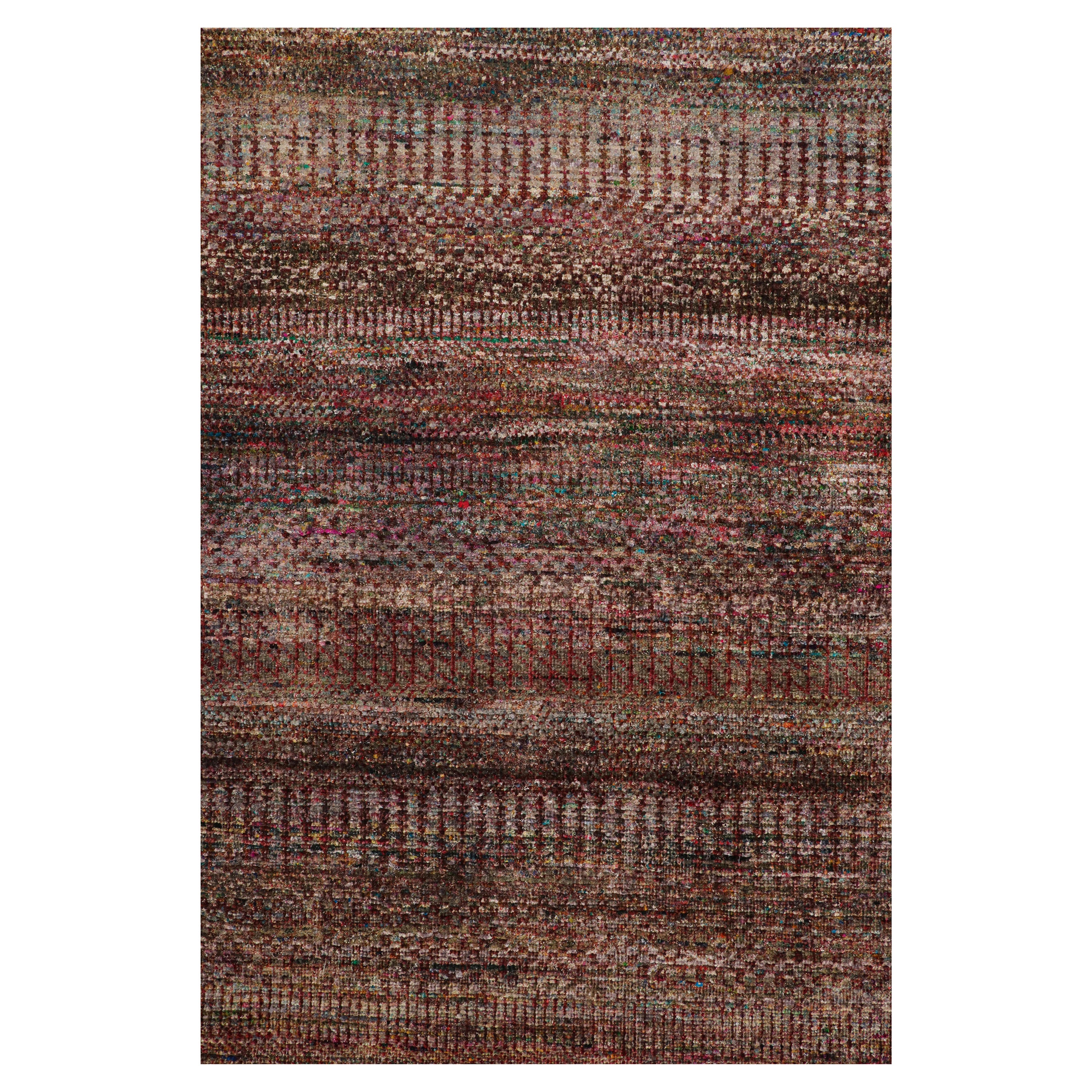 Rug & Kilim's Modern Textural Rug in Lila mit mehrfarbigen Schlieren im Angebot