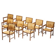 Chaises de conférence scandinaves en cuir naturel, 1970