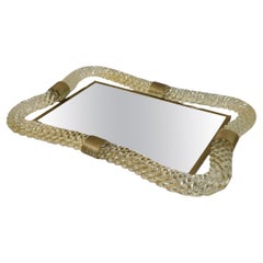 Retro Murano Twisted Glass Venini Mirror Vanity Tray 