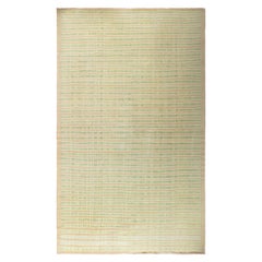 Retro Indian Dhurrie Olive Green and Warm Beige Rug