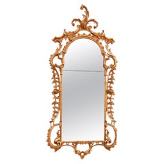 Antique Substantial Georgian Rococo Giltwood Mirror