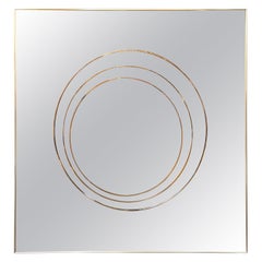 Specchio italiano moderno in bronzo con design circolare