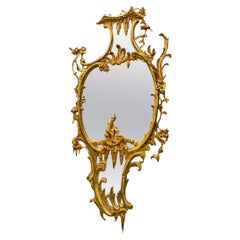Très grand modèle vintage  Miroir italien rococo Chinoiserie en bois doré