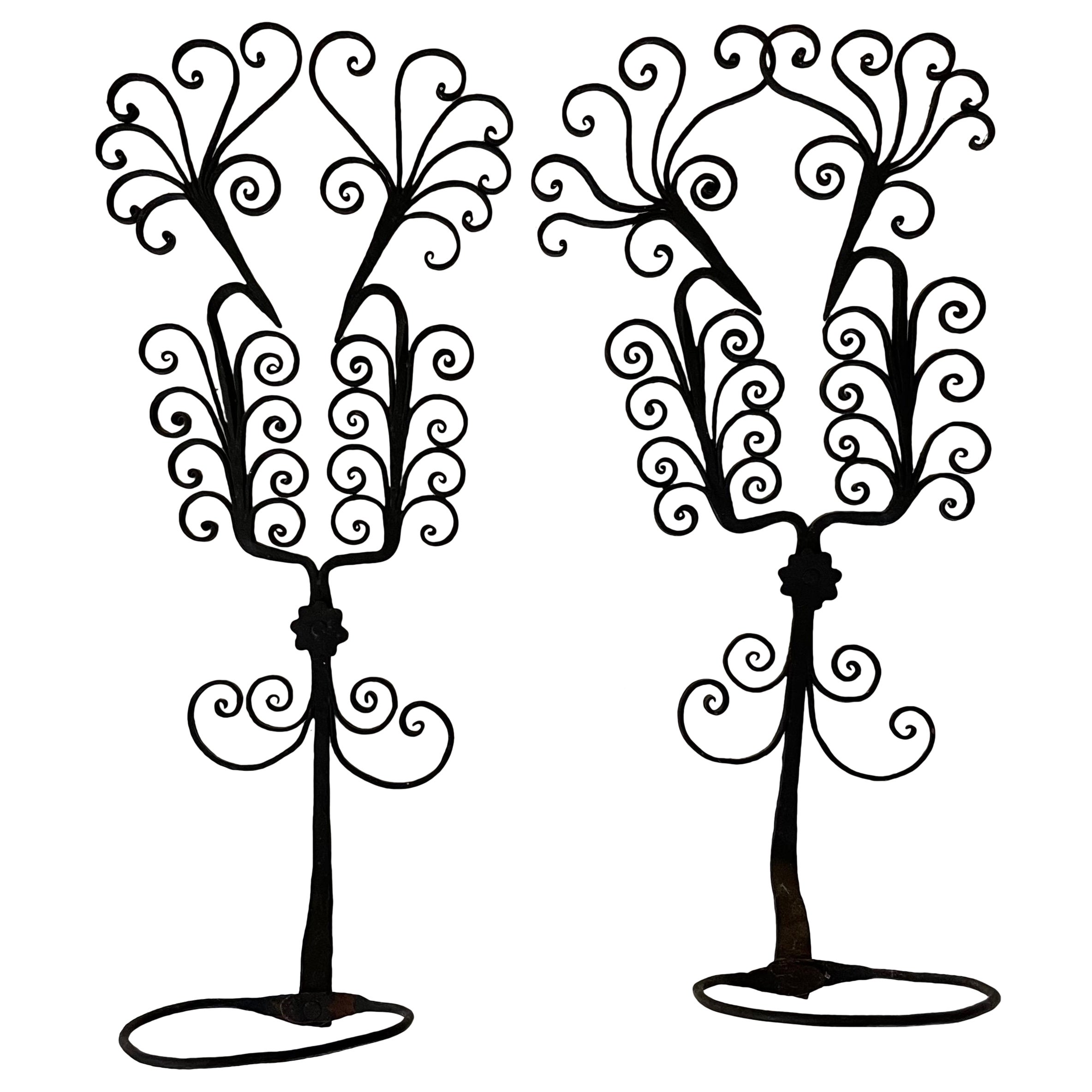 Pair of French Wrought Iron Plant Holders For Sale