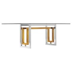 Romeo Rega Style Brass and Chrome Dining Table 