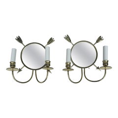 Retro Pair of Jacques Adnet Style French Sconces