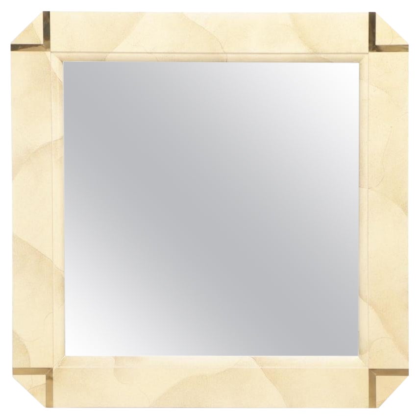 La Barge Faux Goatskin and Parcel Gilt Wall Mirror For Sale