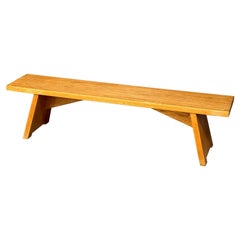 Retro Handmade Solid Oak Modernist Bench 