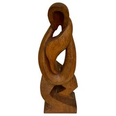 Vintage 1950s Modernist Abstract Wooden Figurative Sculpture