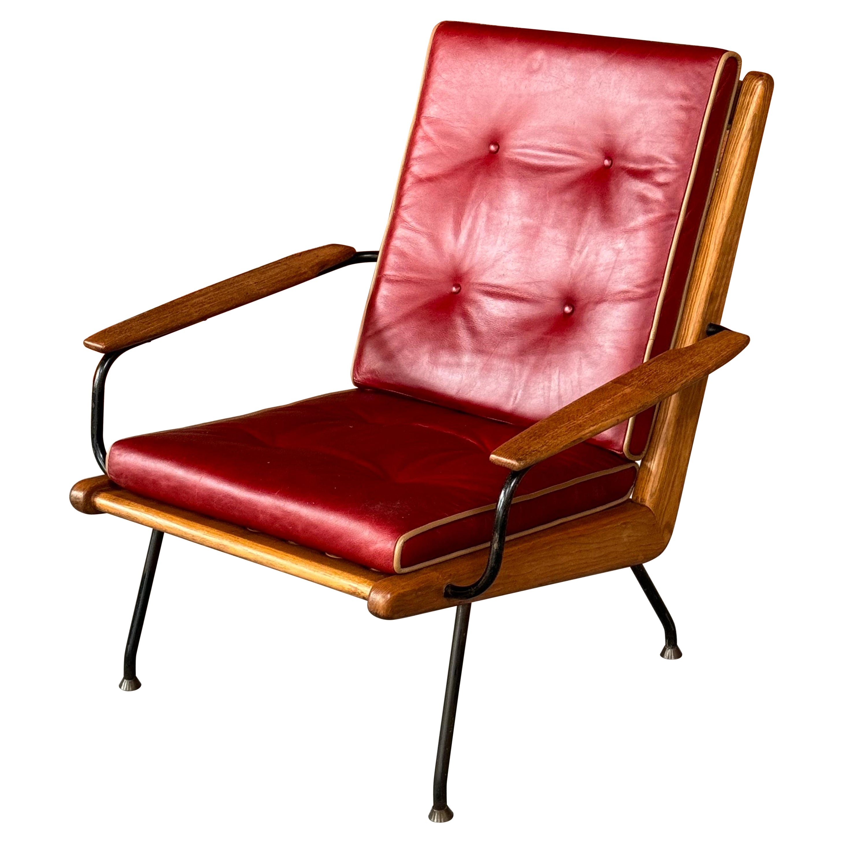 1950s European Armchair in the style of Jean Prouve For Sale
