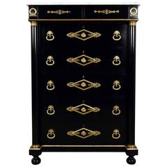 Antique French Empire Ebonized Chest of Drawers 2
