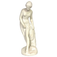 Antique 19th Century White Marble Sculpture “La Baigneuse” inspired by Falconet