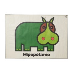Cartel infantil vintage de Cruz Novillo: 'Hipopótamo', circa 1970