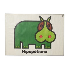 Retro Kids Poster by Cruz Novillo: 'Hipopótamo', circa 1970