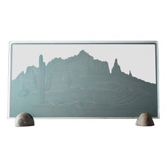 Southwest Etched Glass Fireplace Screen