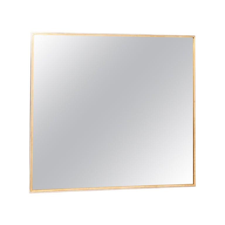 1970s Rectangular Brass and Steel Mirror signed Jean Charles For Sale