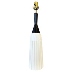 Mid-Century Modern Black & White Ceramic Ribbed Bottle-Shaped Table Lamp, 1950s