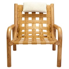 Ginga Leather Armchair, Natural Solid Oak, Handcrafted in Portugal by Duistt