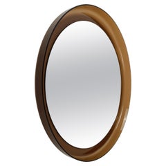 Used An Italian Space Age Round Mirror in Smoked Lucite by Guzzini 1960s 
