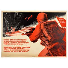 Original Vintage Soviético Cartel de Propaganda de Guerra Enemigo Infinito Familia Honor Segunda Guerra Mundial