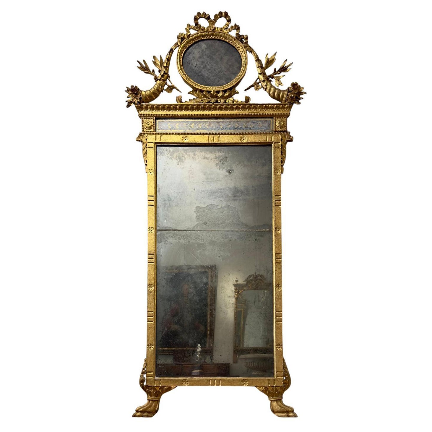 END OF THE 18th CENTURY NEOCLASSICAL MIRROR WITH CORNUCOPIAS AND OLIVE BRANCHES  For Sale