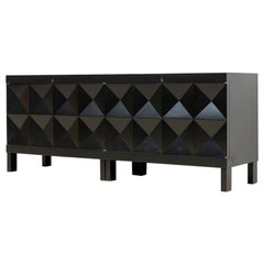 Vintage Brutalist sideboard with graphic doors, Belgium 