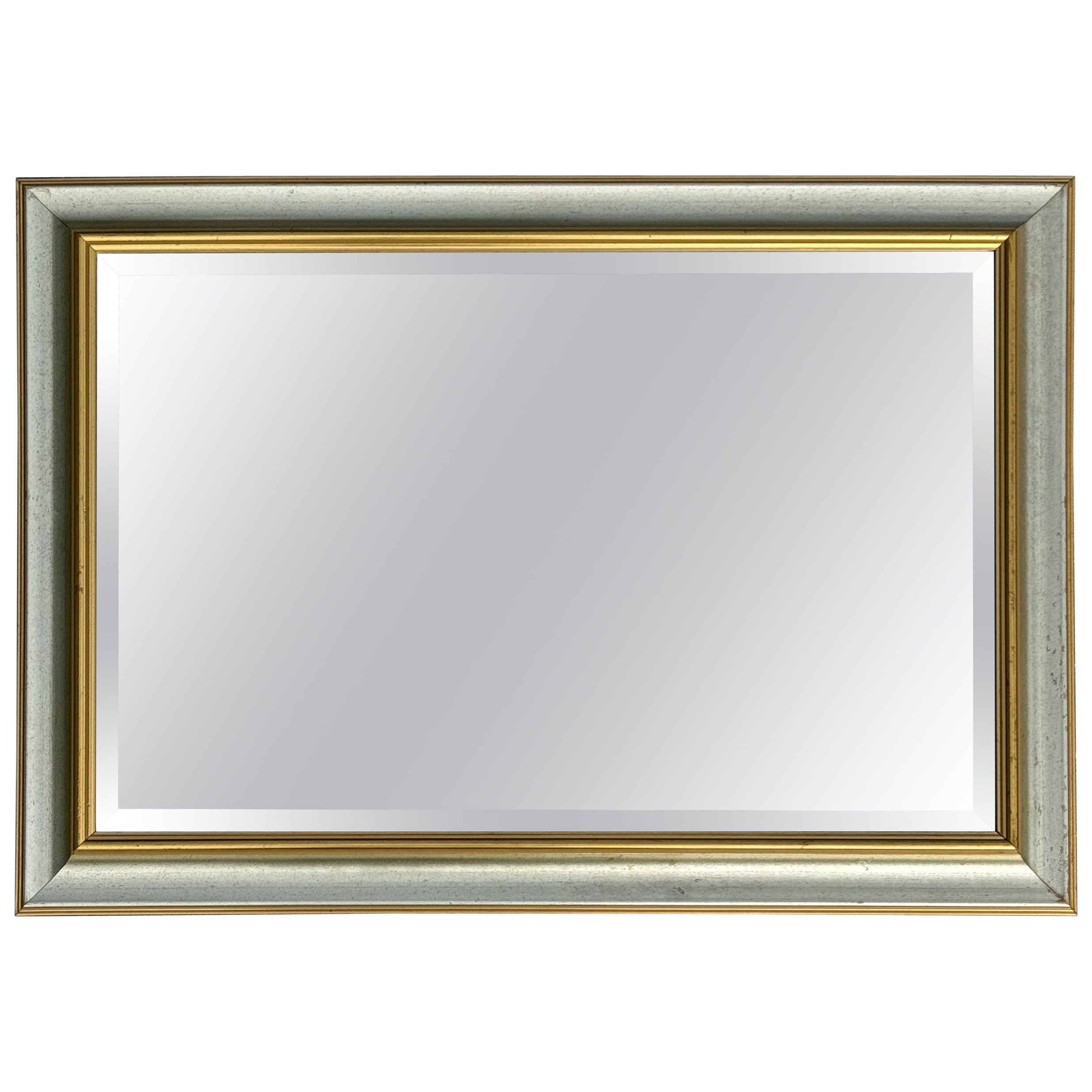LOVELY SILVER & GOLD BEVELLED MiRROR For Sale