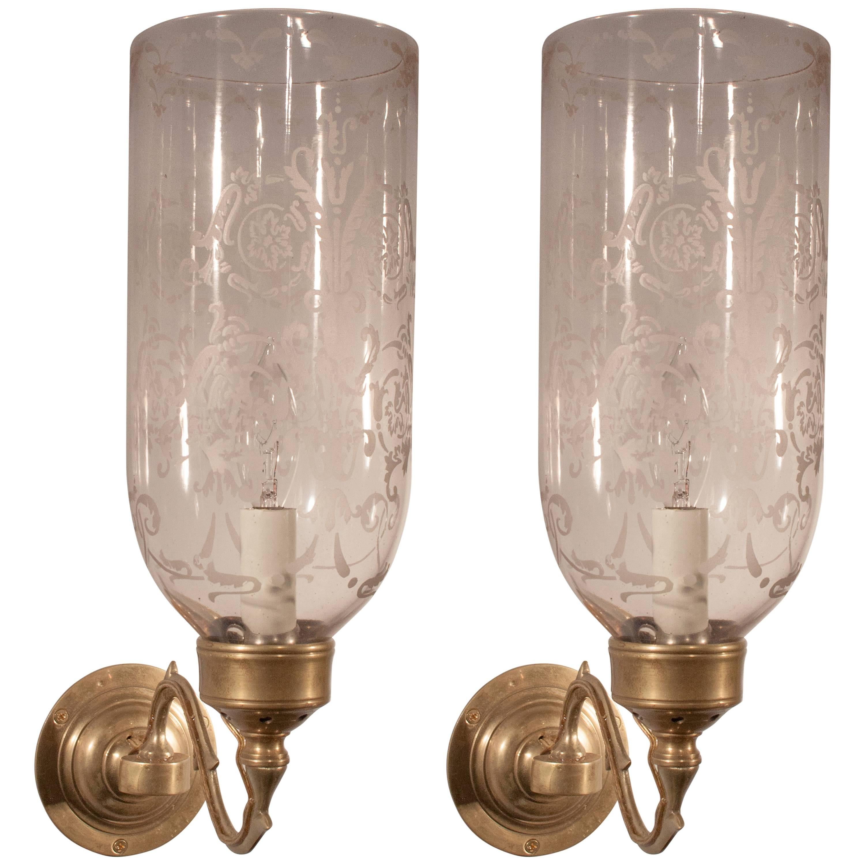 Pair of 19th Century English Hurricane Wall Sconces