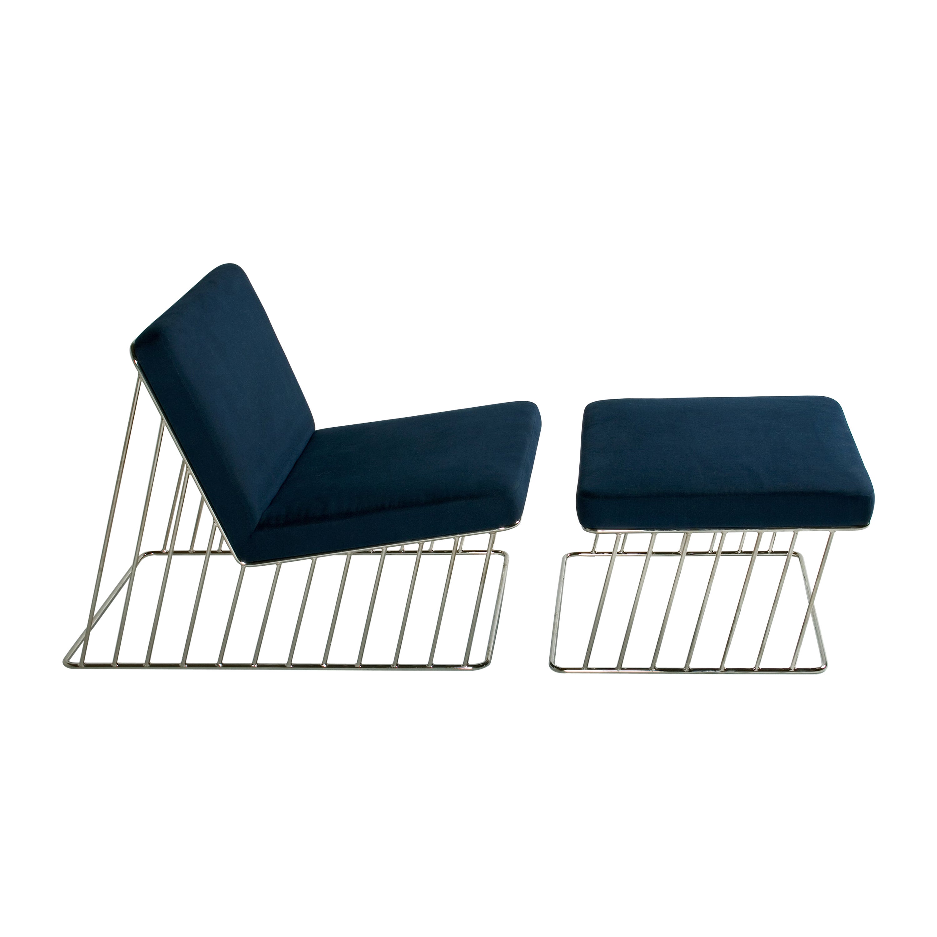 Set Of 2 Wired Italic Lounge Chair And Ottoman Indoor par Phase Design