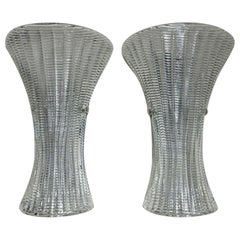 Pair of Modern Clear Glass Textured Murano Glass Sconces