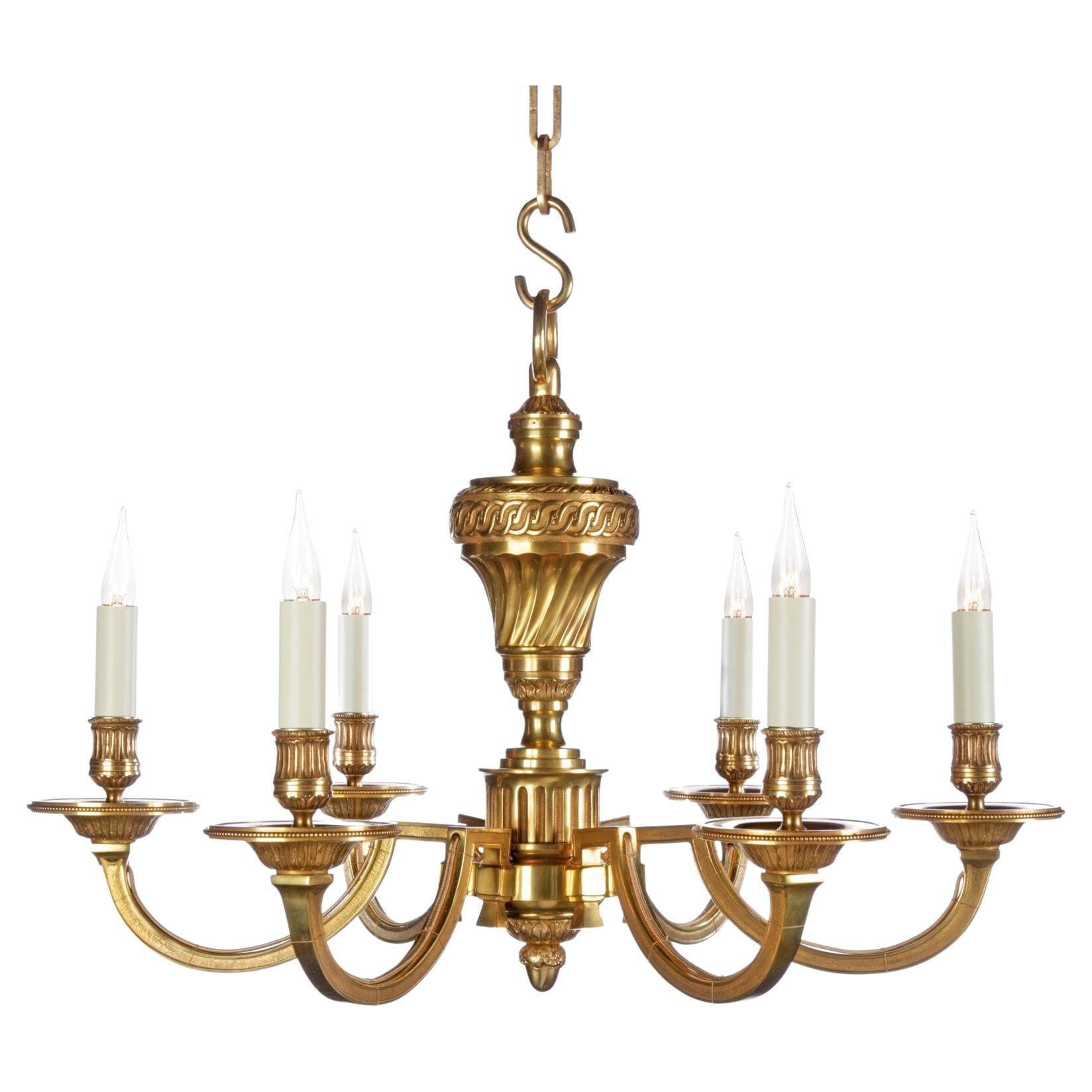 Certified Maison Bagues Chandelier, 6 Lights Bronze #16076 For Sale