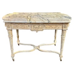 Antique 19th Century Louis XVI Carved and Bleached Center Table