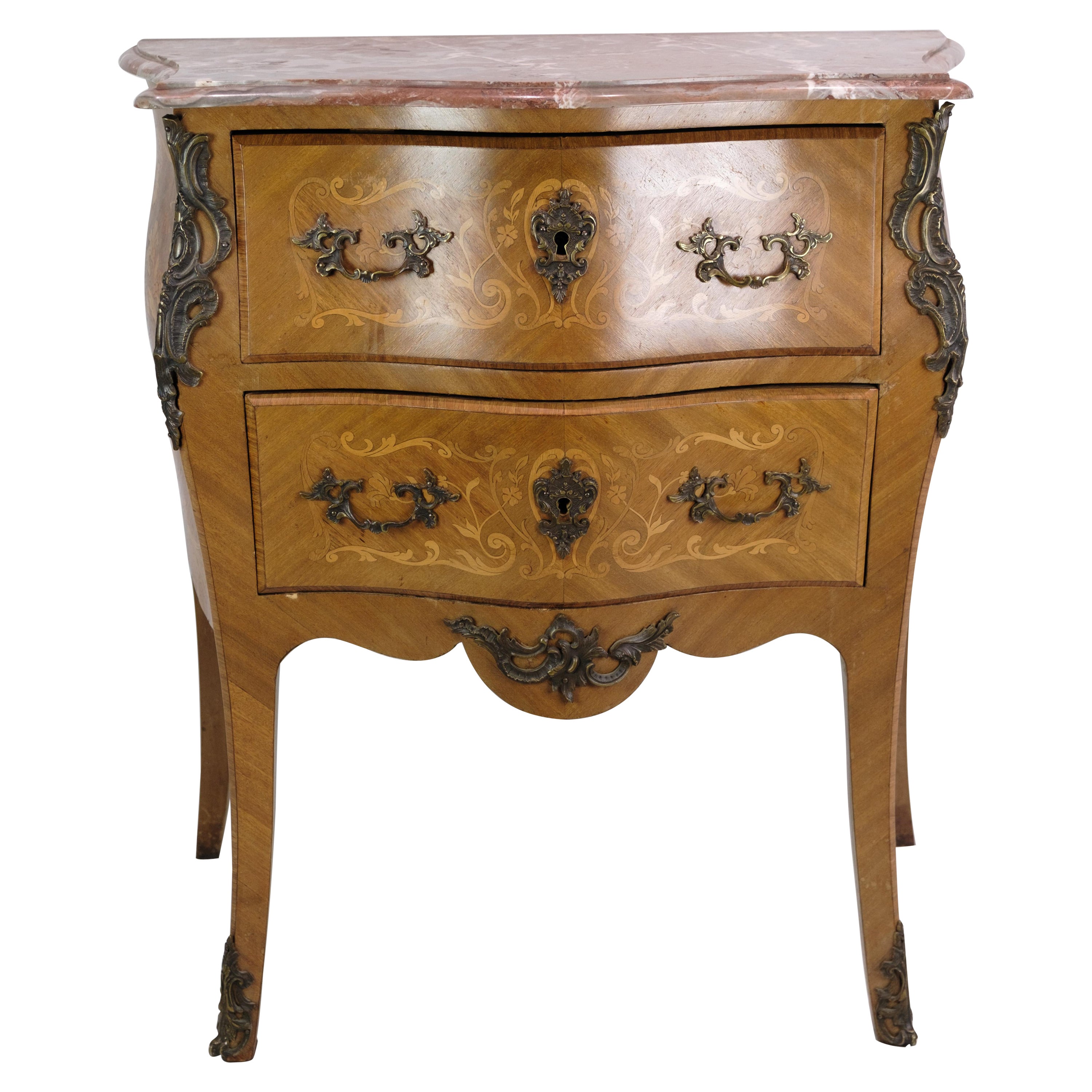 Chest Of Drawers Made In Walnut With A Marble Top From 1860s For Sale