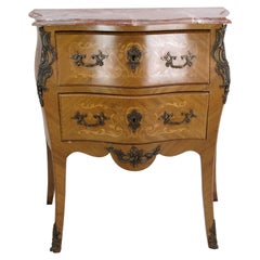 Antique Chest Of Drawers Made In Walnut With A Marble Top From 1860s