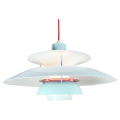 Ceiling Lamp Model PH5 In Baby Blue By Poul Henningsen Made By Louis Poulsen