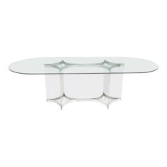 Mid Century Alessandro Albrizzi Großer Tisch, Glas und Chrom