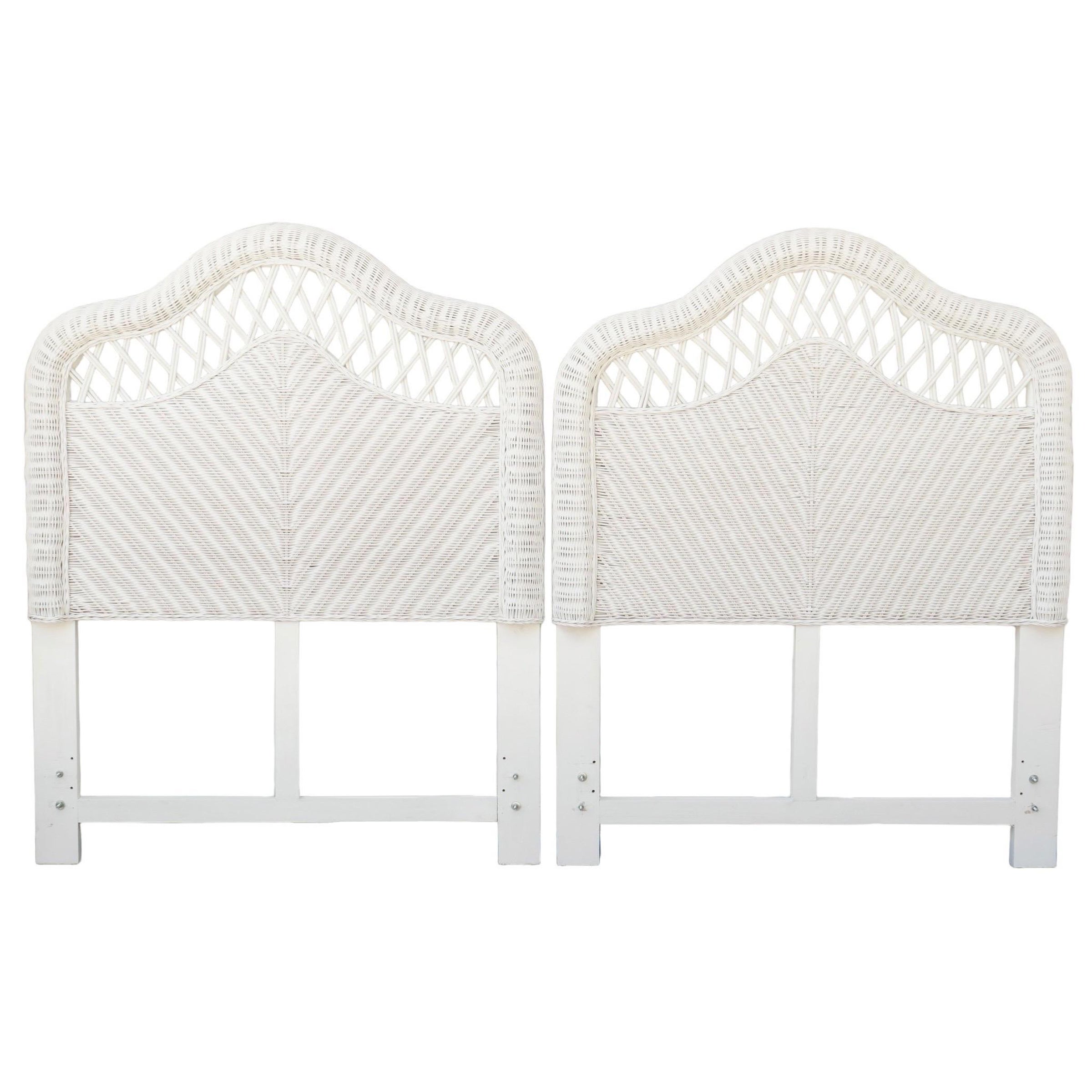 Twin Camelback Rattan Headboards - a Pair