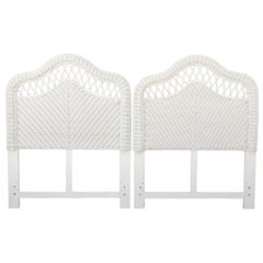 Vintage Twin Camelback Rattan Headboards - a Pair