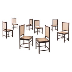 Used Celina Decorações, Set of Eight Solid Wood and Cane Chairs, Brazilian Midcentury
