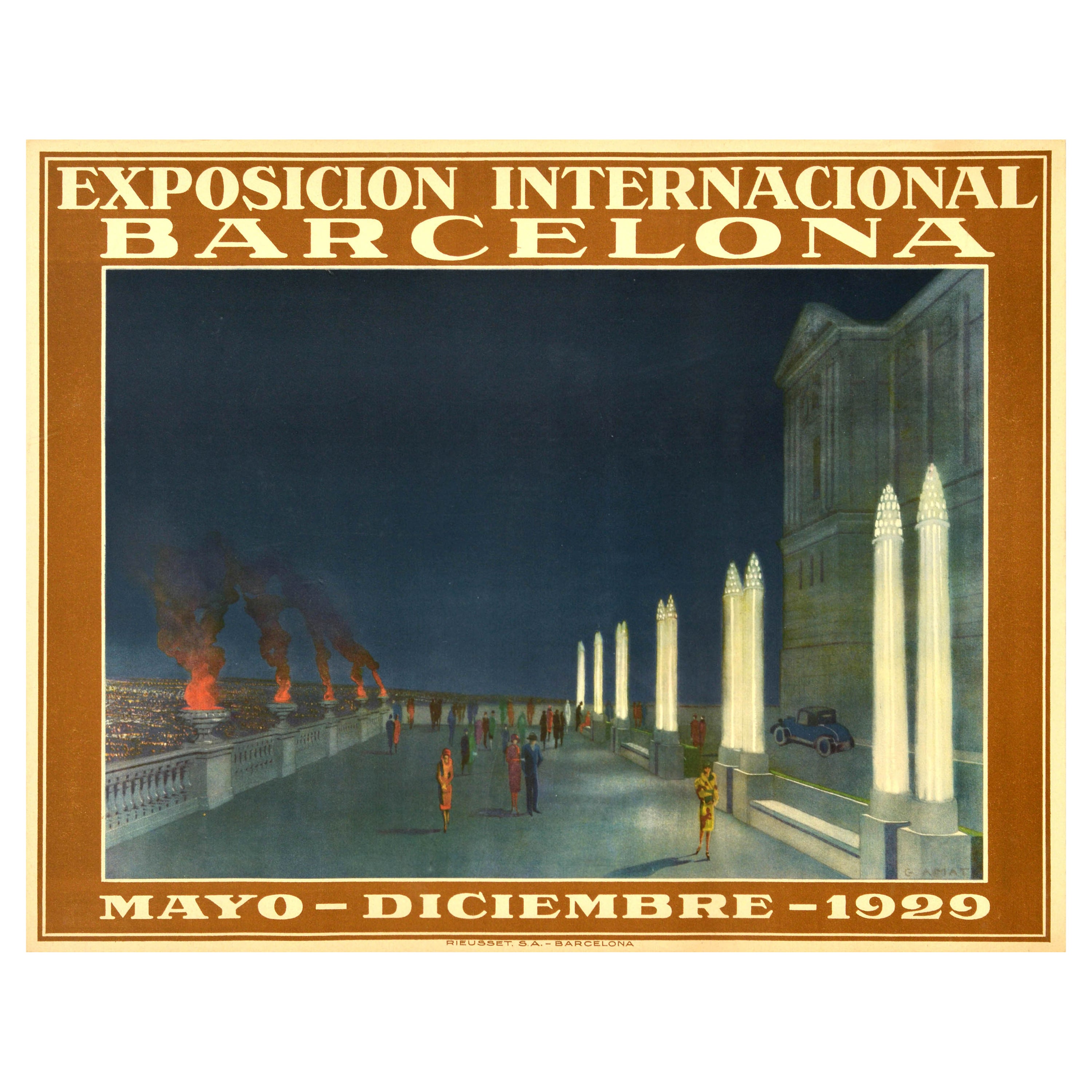 Original-Vintage-Werbeplakat Barcelona Internationale Ausstellung 1929 Messe