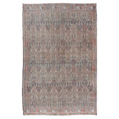 Tapis Kilim turc vintage au design géométrique dans des tons terreux chauds 6'8 x 10'4